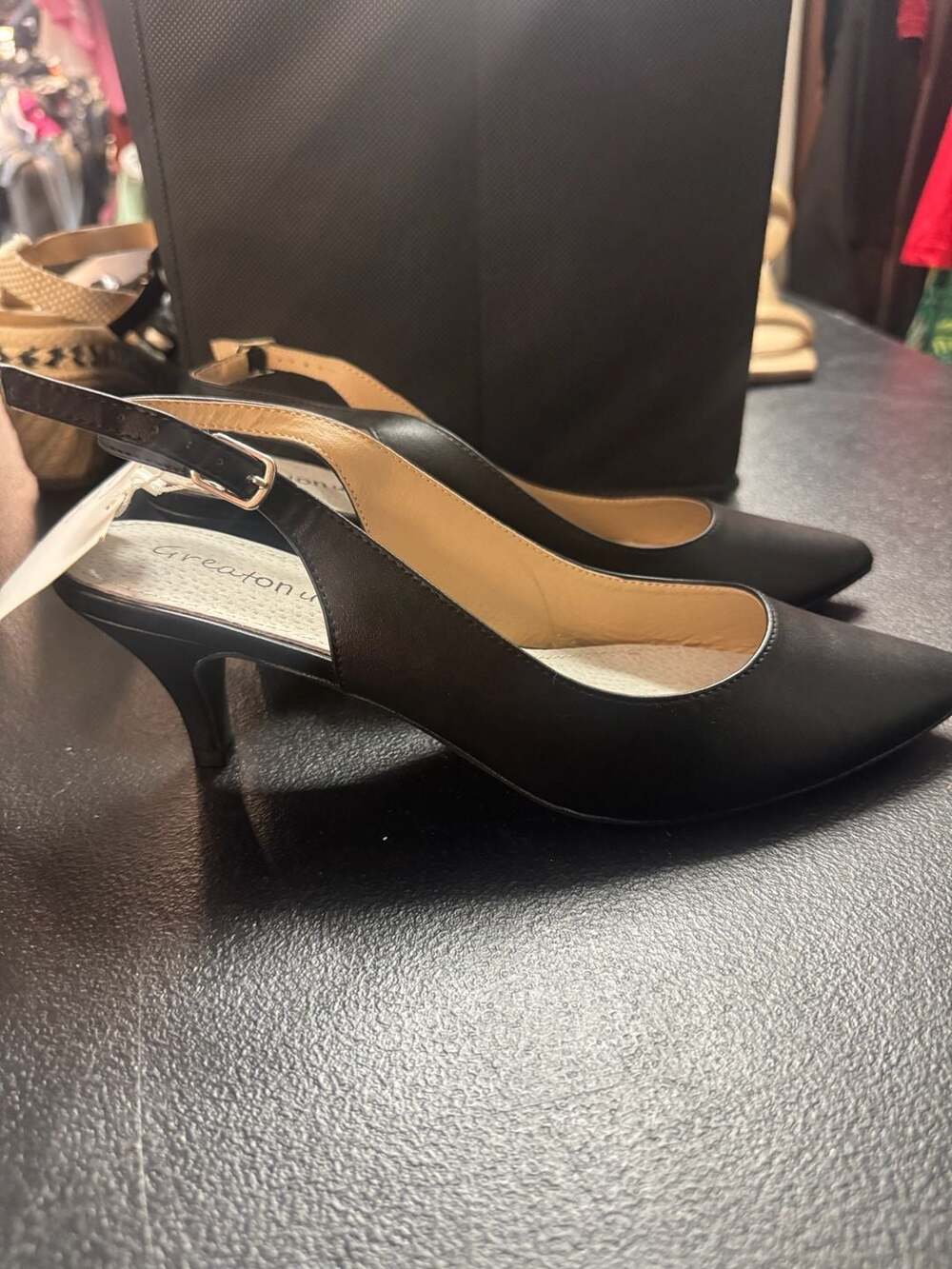 Greatonu Women's Pointed Toe Slingback Kitten Heel Dress Pumps
